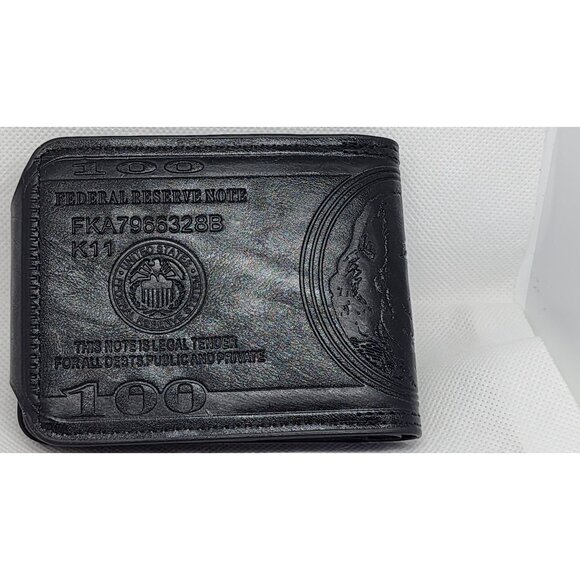 Black Faux Leather US Dollar Wallet: Multi-card Slots, Magnetic Snap Closure - Picture 11 of 13